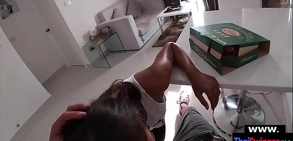  Pizza delivery nasty roleplay with my Thai wife